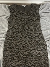 Nine West Leopard Animal Print Black Tan Mini Dress Women’s Size Large