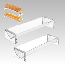 Set of 2 Clear Acrylic Cracker Trays Rectangular Serving Platters, Ideal Crac...