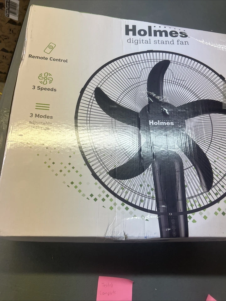 Holmes 18” Digital Stand Fan with Remote, Adjustable Height Box Damaged - Image 4 of 4