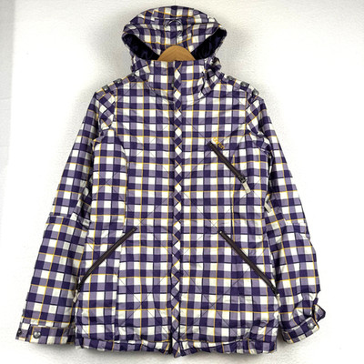 Burton Snowboards White Collection Purple Plaid Sz 7 Ski Snow Insulated Jacket