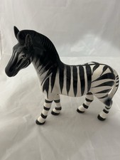 Vintage Zebra Figurine Ceramic Japan Black and White Striped Animal Art Decor