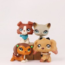 Little Pet Shop 4Lot Shorthair Cat and Collie Dog Mini Toy for Kid Cute Gift Toy