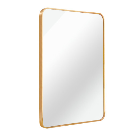 24x32 Inch Gold Metal Framed Rectangular Bathrrom Mirror For Wall.