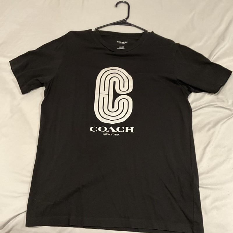 Coach Designer T Shirt Men Black With Logo  Size S