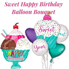 Happy Birthday Dessert Sprinkles Balloon Bouquet Multicolor Foil 26" 23" 17"
