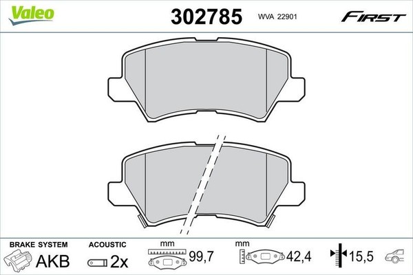 Valeo Bremsbelagsatz, Scheibenbremse 302785 FüR KIA-image