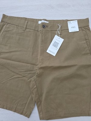 Men's Marks & Spencer Toffee Chino Shorts W36 Mid Length NWT