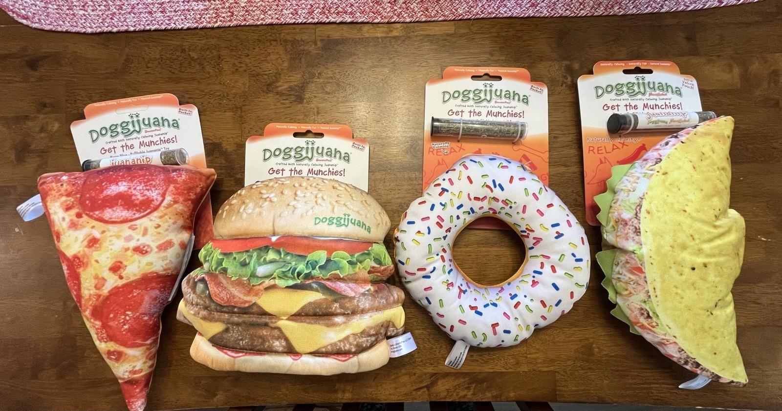 Taco Donut Pizza Hamburger Calming Dognip Squeaky