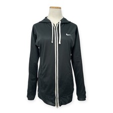 NIKE  S  Dri-Fit Black Perforated Mesh Long Sleeve Zip Up Hooded Track Jacket