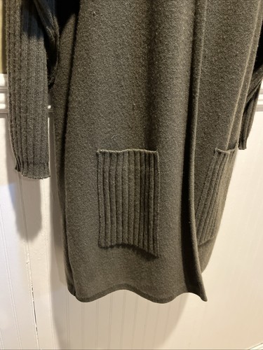 SHIRIN 100%Cashmere Shift Long Sweater Cardigan Made Scotland Sz S Green READ - Picture 5 of 12