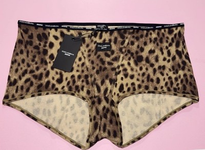Dolce & Gabbana x SKIMS Cotton Rib Leopard Boyshort Panties Logo 3X