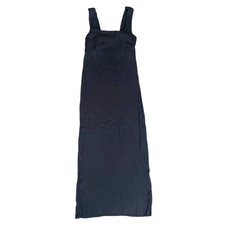 Reformation Women’s Ozzlie Black Square Neck Back Slit Black Sheath Midi Dress 0