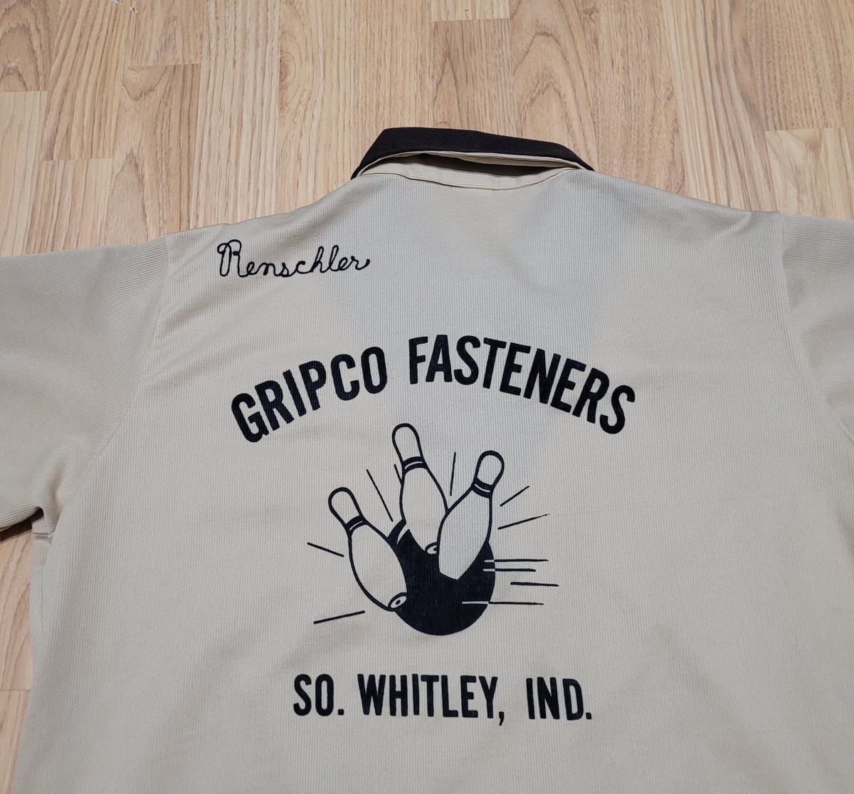 Vintage 1970s Hilton Chain Stitch Name Mens XL Bowling Shirt