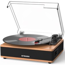 Vinyl Record Player Bluetooth Turntable with Built in Stereo Speakers Belt Dr...