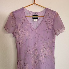 Vintage Y2K Chiffon Maxi Floral Flowy Ruffle Dress Dainty Romantic Size 8