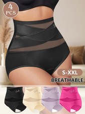 Women Tummy Control Panties High Waist Shaping Briefs Mesh Underwear - 4 Pack
