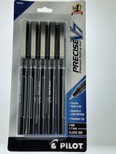 Pilot Precise V7 Fine Point 0.7 mm Black INK Pens Pack of 5 USA SHIPPING ONLY
