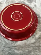 Crofton Stoneware Scalloped Red / White Pie Plate