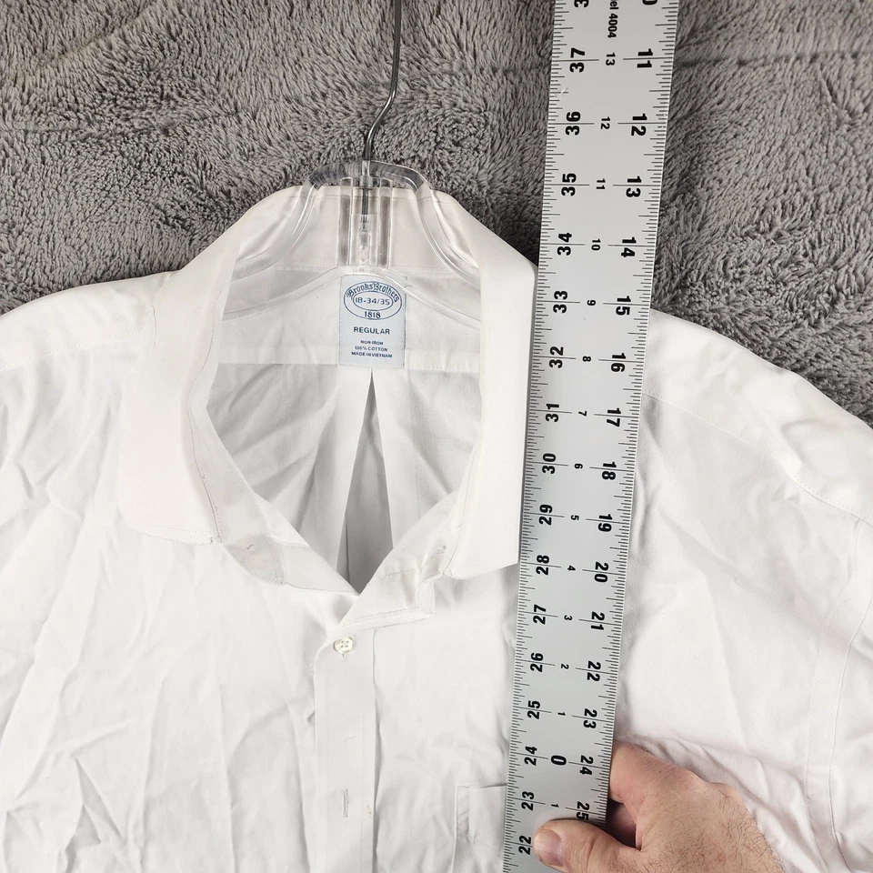 Brooks Brothers Shirt Mens 18 34/35 White Cotton The Original Polo Slim Fit - Image 4 of 4