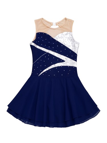 Mädchen Eiskunstlauf Kleid Ärmellos Ballettkleid mit Strass Rollschuh Tanzkleid - Picture 87 of 92