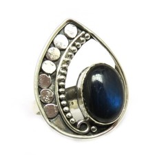 Blue Labradorite Sterling Silver Ring - Unique Gemstone Cocktail Ring, Gold Trov