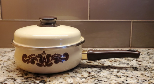 Pfaltzgraff VILLAGE Cookware Set 5 Pc DUTCH OVEN SKILLET SAUCE PANS Beige Brown - Picture 10 of 20