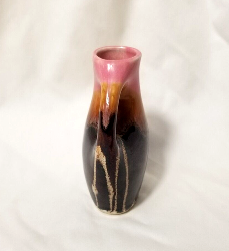 Vintage Artist Studio Pottery Stoneware Bud Vase Weed Pot Western Drip Glaze 5" - Picture 2 of 9