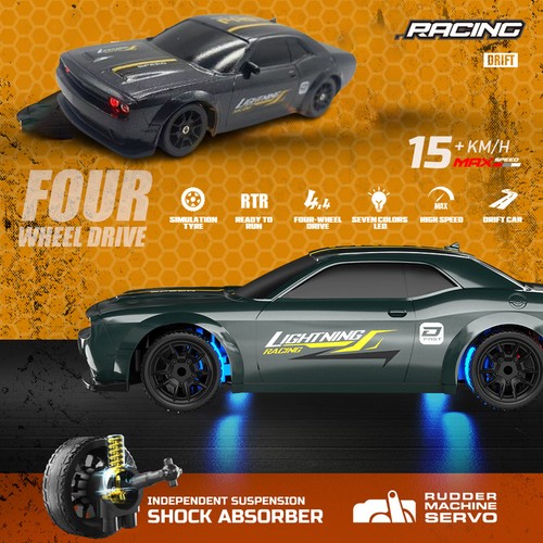 1:43 Ferngesteuertes Mini RC Drift Car RTR Rennwagen Modell mit VerkehrssicherheitskegelDP - Bild 5 von 16