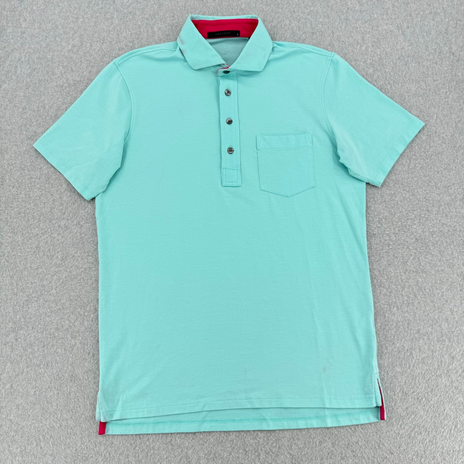 GREYSON Shirt Men's Small Blue Short Sleeve Stretch Performance Golf Polo FLAW*