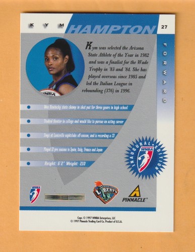 Kym Hampton New York Liberty 1997 Pinnacle Inside WNBA #27 RC Arizona State - Picture 2 of 2