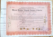Marconi Wireless Telegraph Company of America 1912 Stock Certificate Ambn