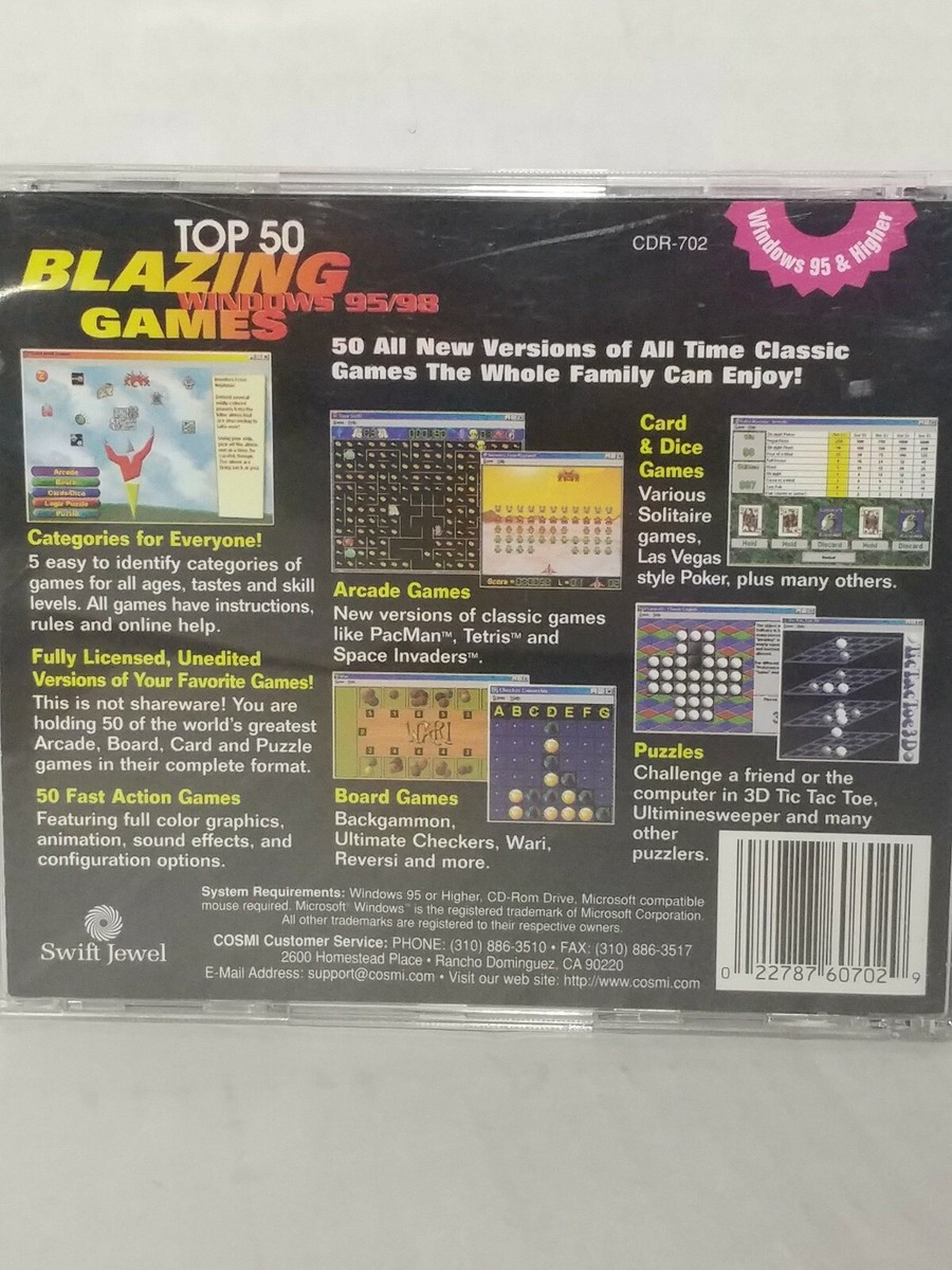 Blazing Games: Top 50 Windows 95/98 Games-CD Rom-Swift Jewel/Cosmi