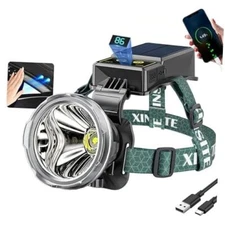 Solar/Rechargeable Headlamps 20000 Lumens Super Bright Headlamp, 90°Adjustable 
