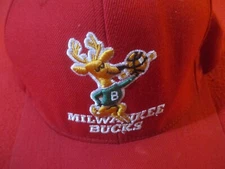 Milwaukee Bucks NBA Vintage Logo Mitchell & Ness Red Cap Hat Adjustable