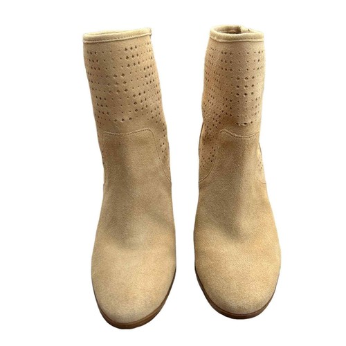 Enzo Angiolini Tan Suede Heel Ankle Pull-on Boots Size 6 Beige Color - Picture 5 of 8