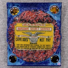 CRIME DOES NOT PAY: Reused CD/Case Art Collage, Ready-To-Hang 2024 Glenn Shiring