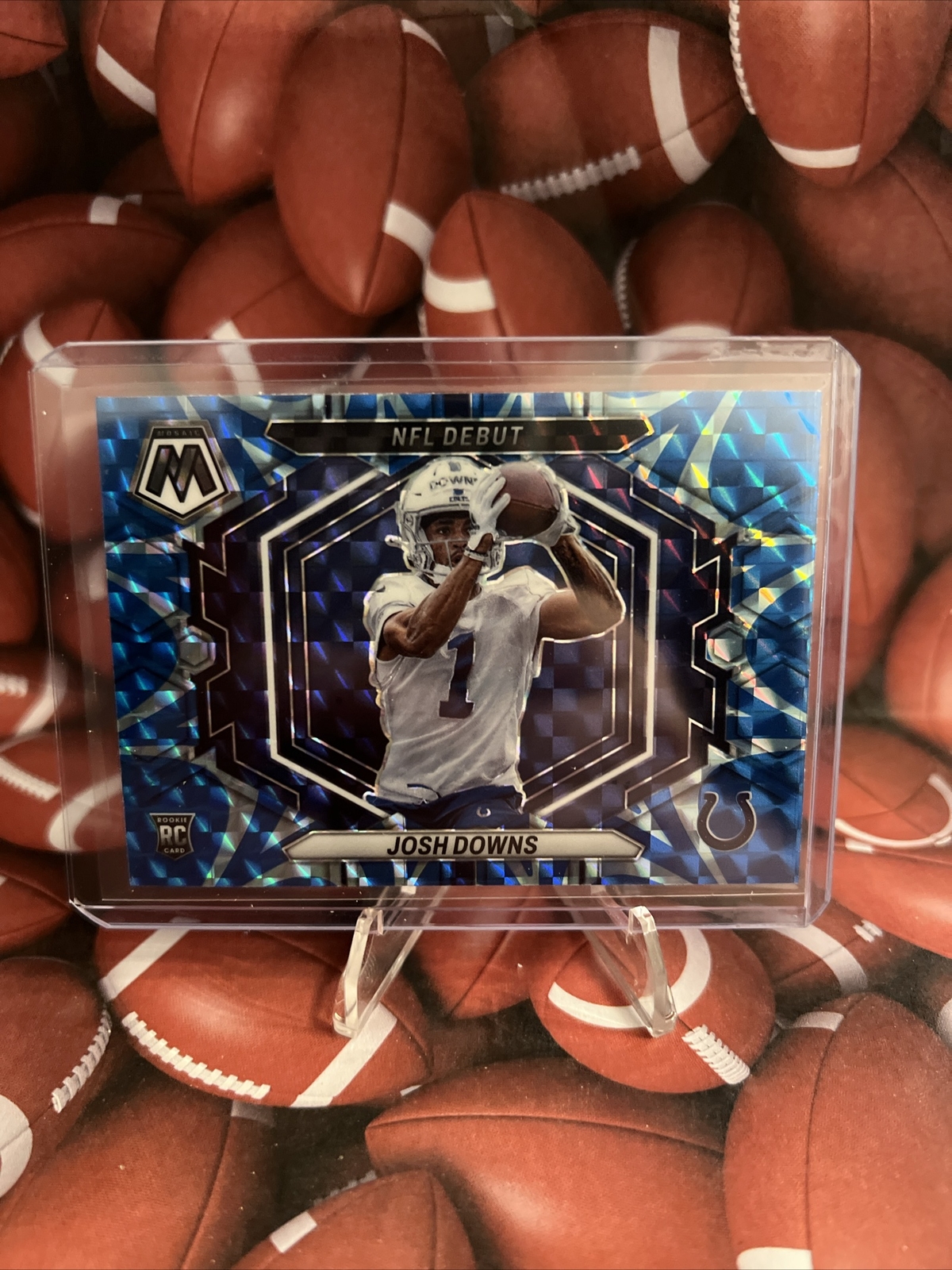 2023 Panini Mosaic NFL Josh Downs RC Blue Reactive Prizm NFL Debut #ND-15 Colts