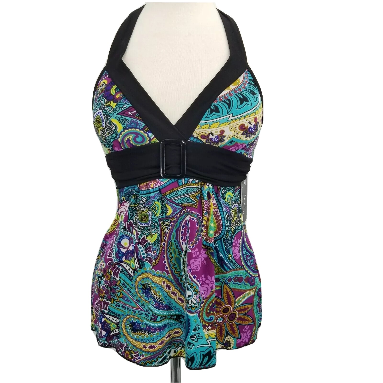 B. WEAR BYER California Women's S Halter Top Club Party Shirt Paisley NWT