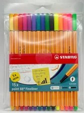 Fineliner point 88 - Wallet of 15 - Assorted colors incl 5 Neon colors