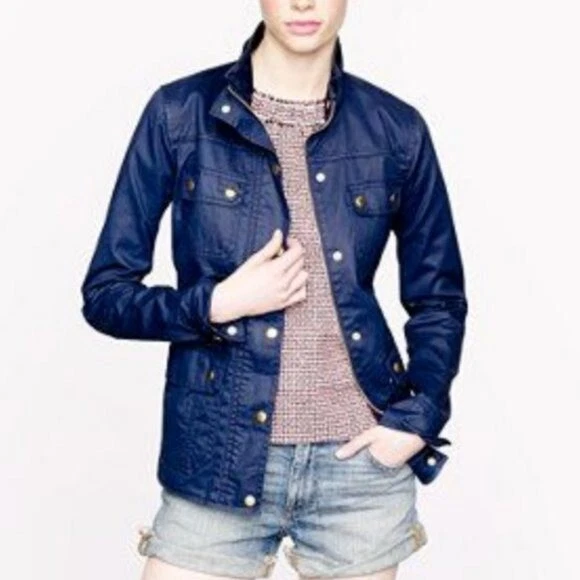 J. CREW Blue The Downtown Field Jacket Mechanic Field Jacket Women s Size Small