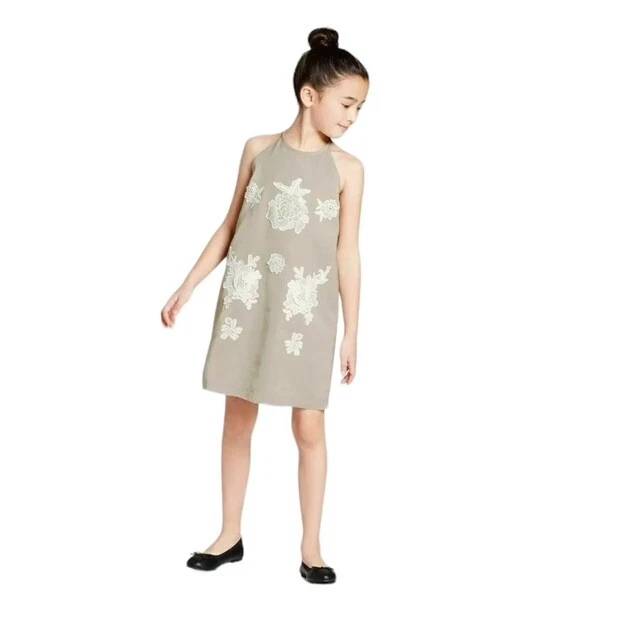 Vestido Victoria Beckham para Target Niñas Talla L Apliques de Encaje Salvia Cuello Halter Foto 3 de 4