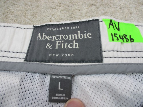 Abercrombie & Fitch Swim Trunks Men Large Gray White Floral Tuggers Bathing Suit - Picture 6 of 12