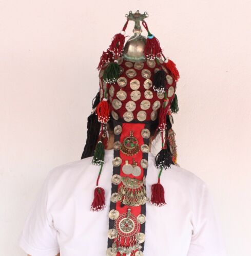Sombreros tribales tradicionales turcomanos afganos, sombrero vintage, sombreros boho colgantes #H3 - Imagen 3 de 11