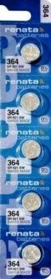 364 Renata Swiss Made Silver Oxide Watch 0% MERCURY Battery 5 Pcs