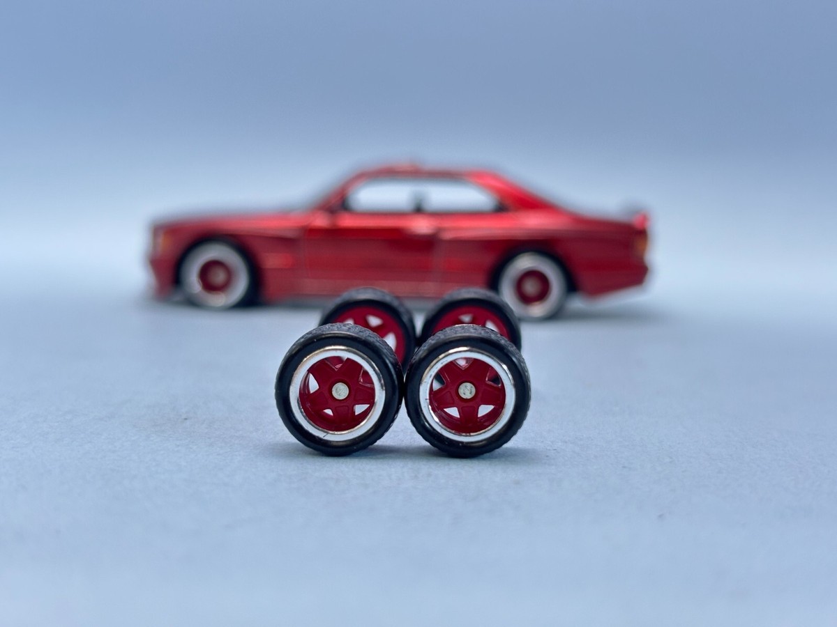 R510 Hotwheels 1/64 Real Riders# Star Red Chrome Line 10mm Long