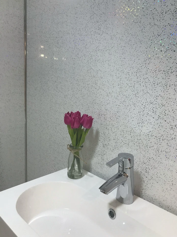 10 White Black Grey Sparkle & Marble Shower Wall Panels PVC Bathroom Cladding - Image 2 of 4