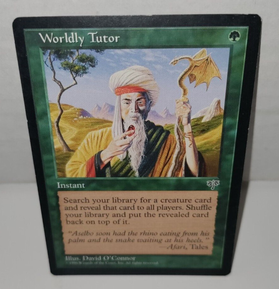 Worldly Tutor: Mirage: Green Instant: MTG: 1997, Heavy Play