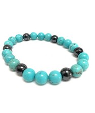 Men  s  Women  s Stabilized Turquoise  Hematite Beads Stretch Bracelet