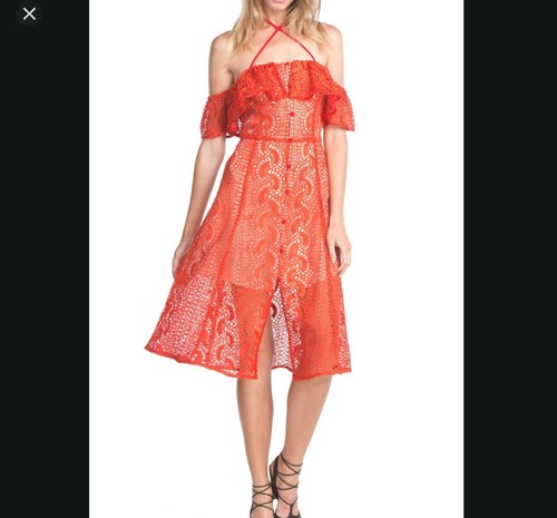 Line & Dot Palais De Dress Flame Red/Orange Lacey Dress Sz XS, Small OR Medium - Picture 2 of 5