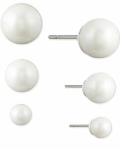 Chapado En Plata Perla Ralph Lauren Stud Pendientes de Moda